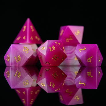 Pink Agate Stone Dice Set (ONLINE ORDER ONLY)