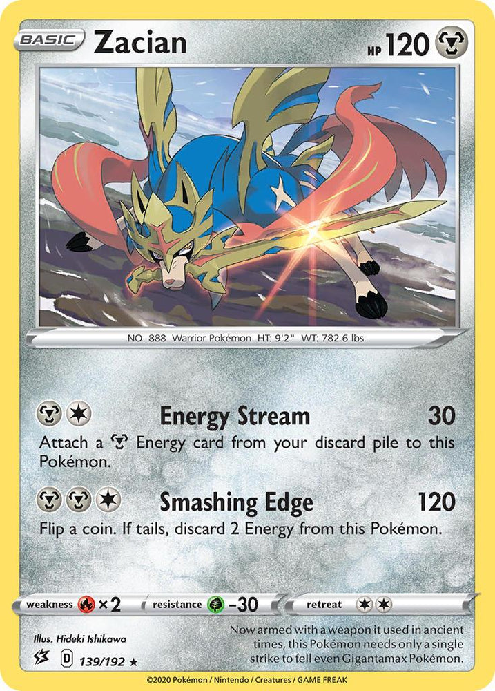 Zacian (139/192) (Cracked Ice Holo) (Theme Deck Exclusives) [Sword & Shield: Rebel Clash] (Online Only)
