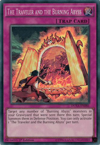 The Traveler and the Burning Abyss [DUEA-EN086] Super Rare (ONLINE ORDER ONLY)
