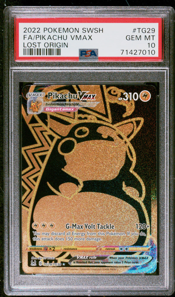 Graded 2022 PKM SWSH Pikachu #TG29 Vmax Fa Lost Origin Trading Card Game PSA 10 Gem Mint
