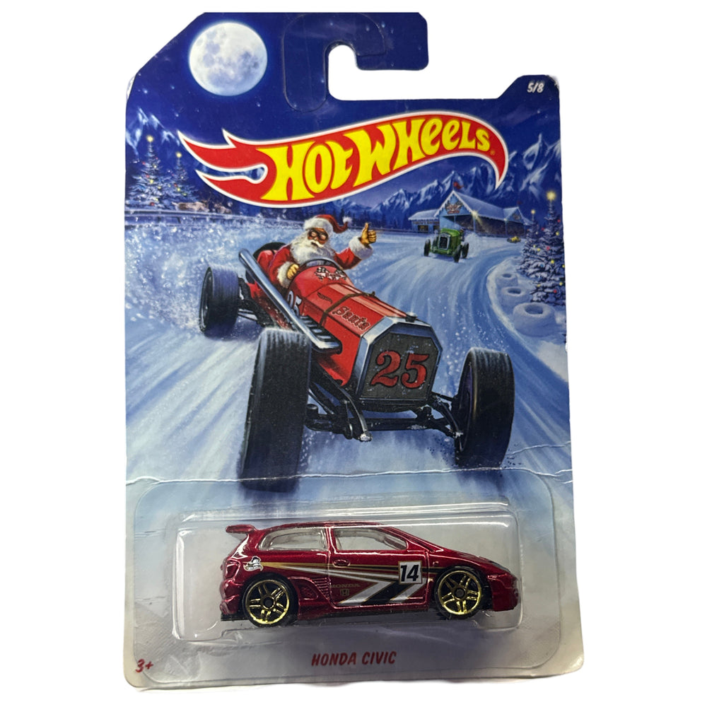 2014 Hot Wheels Honda Civic Holiday Hot Rods Christmas Santa Red (Online Order Only)