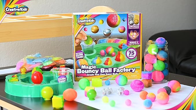 Magic Bouncy Ball Factory Set - Make 75 Stunning DIY Bouncy Balls, Including Light-Up Magic Balls! (ONLINE ORDER ONLY)