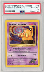 Graded 2000 PKM Gym Heroes #92 Sabrina's Drowzee Trading Card Game PSA 10 Gem Mint (ONLINE ORDER ONLY)