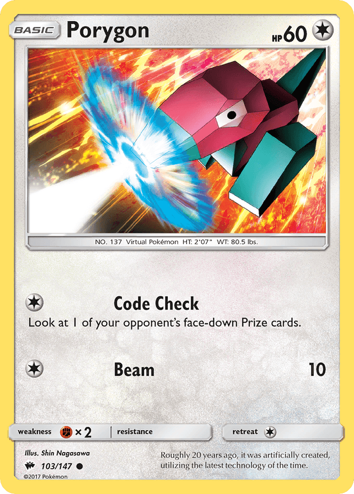 Porygon (103/147) [Sun & Moon: Burning Shadows] (Online Only)