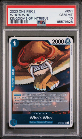 2023 ONE PIECE KINGDOMS OF INTRIGUE WHO'S WHO #51 - PSA GEM MT 10 (Online Order Only)