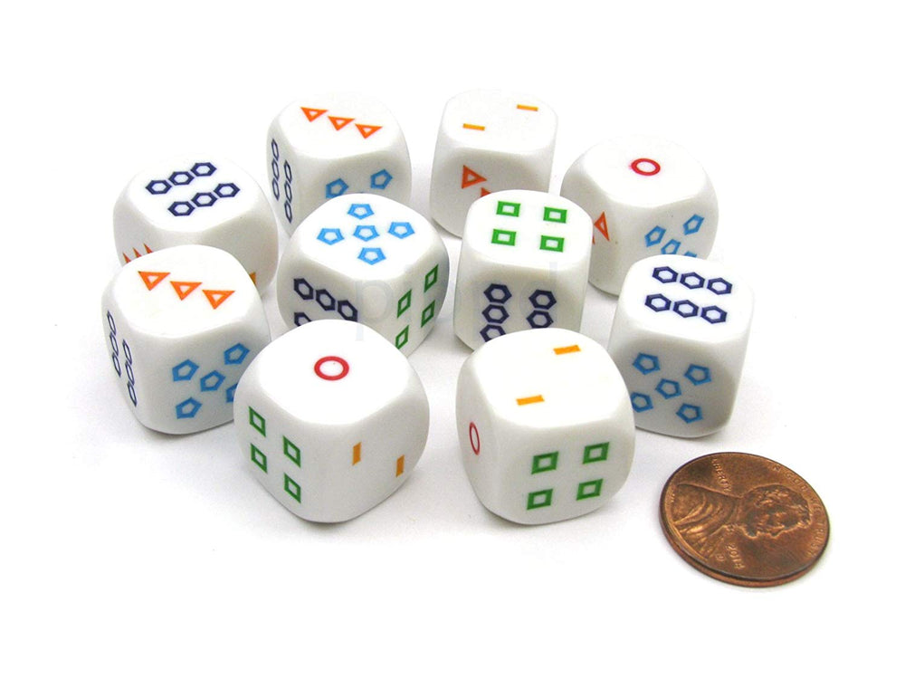 Shapes Dice Six Sided D6 16mm White with Rainbow Pips Kids Learning (sold per die) (Online Only)