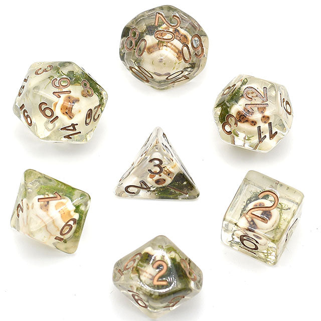 Skull Dice w/ Moss Halloween Resin 7-Dice (Online Only)