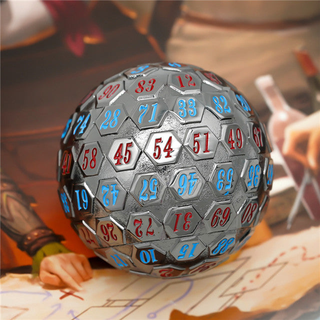 Black* Metal d100 w/ Red and Blue Numbers Dungeons and Dragons RPG (Online Only)