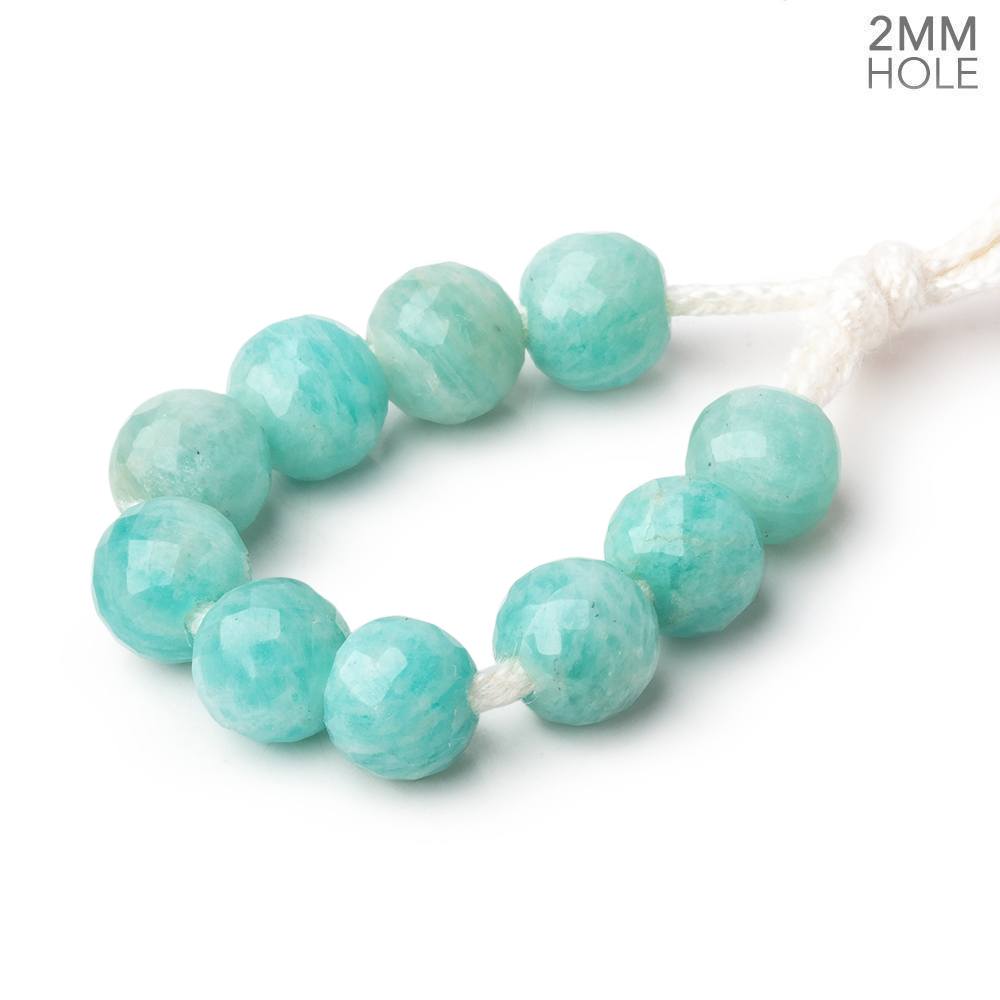 7.3mm Amazonite 2mm Large Hole Faceted Round Beads Set of 10 (ONLINE ORDER ONLY)