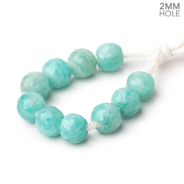7.3mm Amazonite 2mm Large Hole Faceted Round Beads Set of 10 (ONLINE ORDER ONLY)