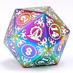 Wizard Solid Metal Polyhedral Dice Set - Rainbow with White (ONLINE ORDER ONLY)
