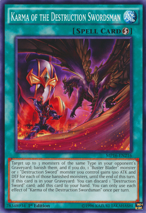 Karma of the Destruction Swordsman [MP16-EN216] Common (ONLINE ORDER ONLY)