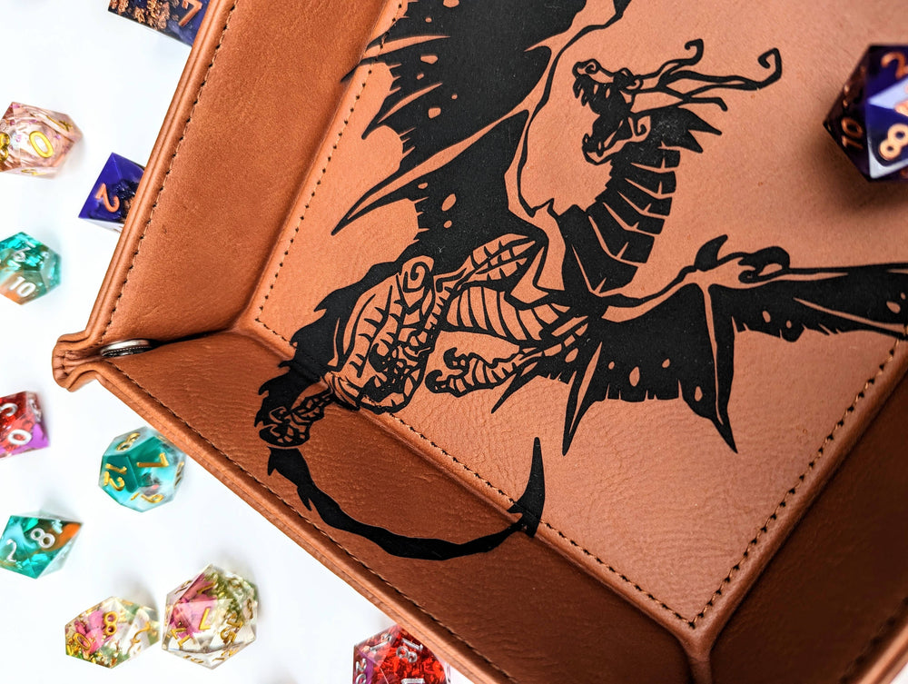 Spawn of Tiamat - D&D Vegan Leather Dice Rolling Tray (ONLINE ORDER ONLY)