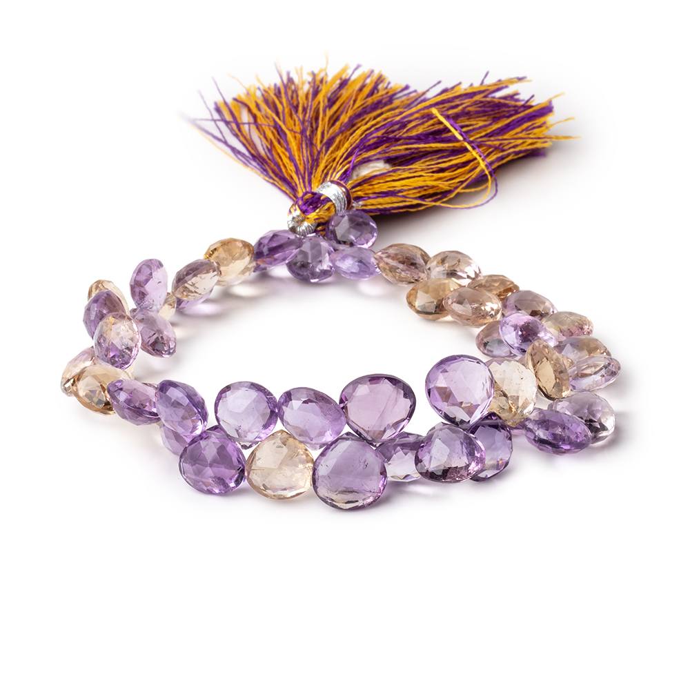 7.5-10mm Ametrine Faceted Heart Beads 8 inch 50 pieces (ONLINE ORDER ONLY)