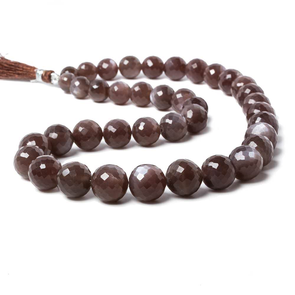 7.5-12.5mm Chocolate Moonstone faceted round beads 16 inch 39 pieces (ONLINE ORDER ONLY)