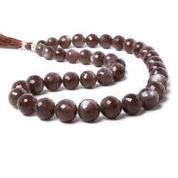 7.5-12.5mm Chocolate Moonstone faceted round beads 16 inch 39 pieces (ONLINE ORDER ONLY)