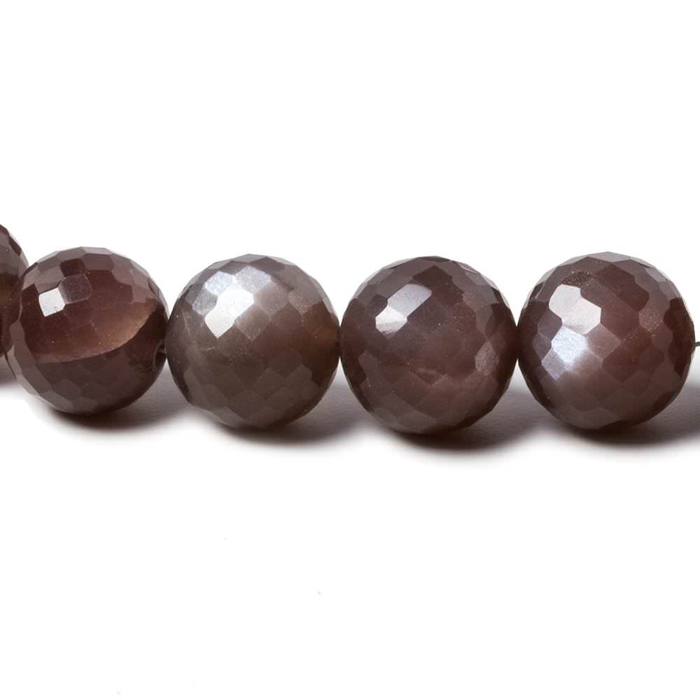 7.5-12.5mm Chocolate Moonstone faceted round beads 16 inch 39 pieces (ONLINE ORDER ONLY)