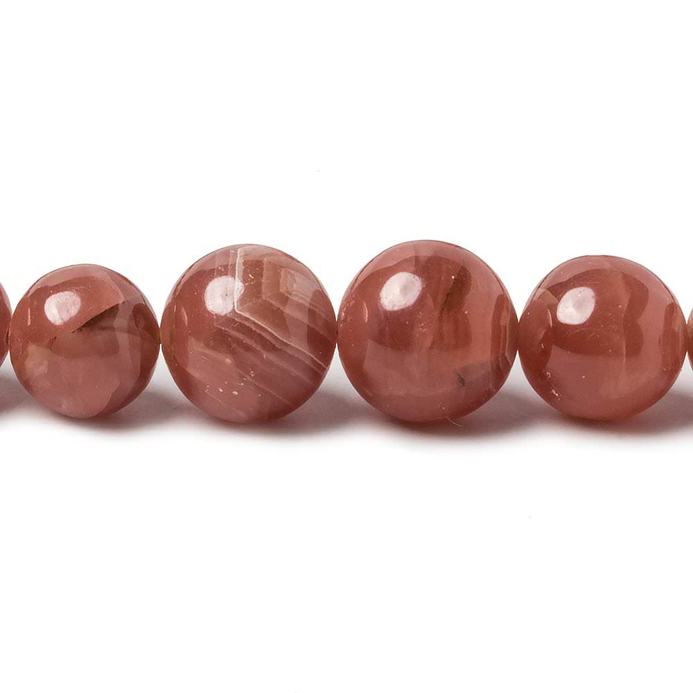 7.5-12mm Rhodochrosite Plain Round Beads 16 inch 45 pieces AAA (ONLINE ORDER ONLY)
