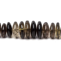 7.5-12mm Shaded Smoky Quartz plain rondelle beads 16 inch 112 pieces AA (ONLINE ORDER ONLY)