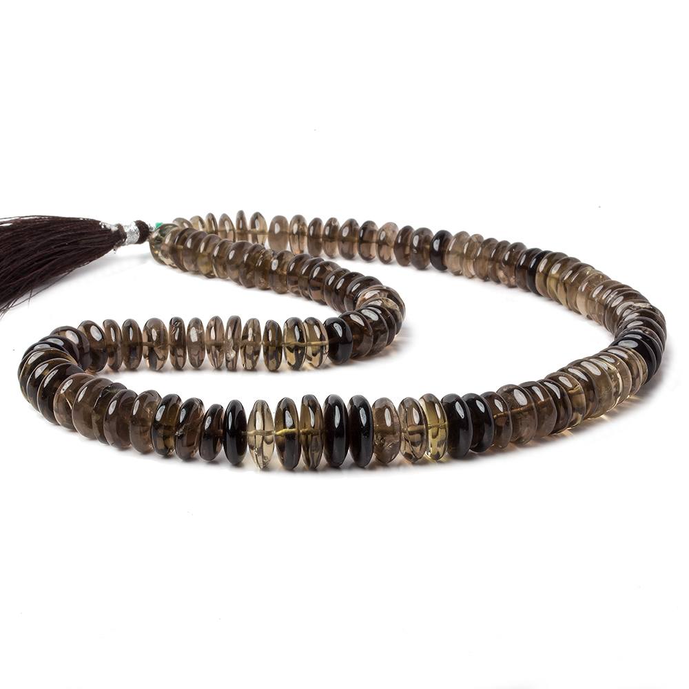 7.5-12mm Shaded Smoky Quartz plain rondelle beads 16 inch 112 pieces AA (ONLINE ORDER ONLY)