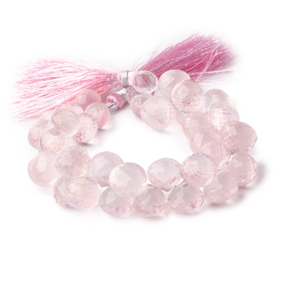 7.5-13.5mm Rose Quartz Faceted Candy Kiss Beads 7.5 inch 41 pieces AAA (ONLINE ORDER ONLY)