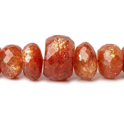 7.5-14.5mm Sunstone faceted rondelles 16 inch 73 beads (ONLINE ORDER ONLY)