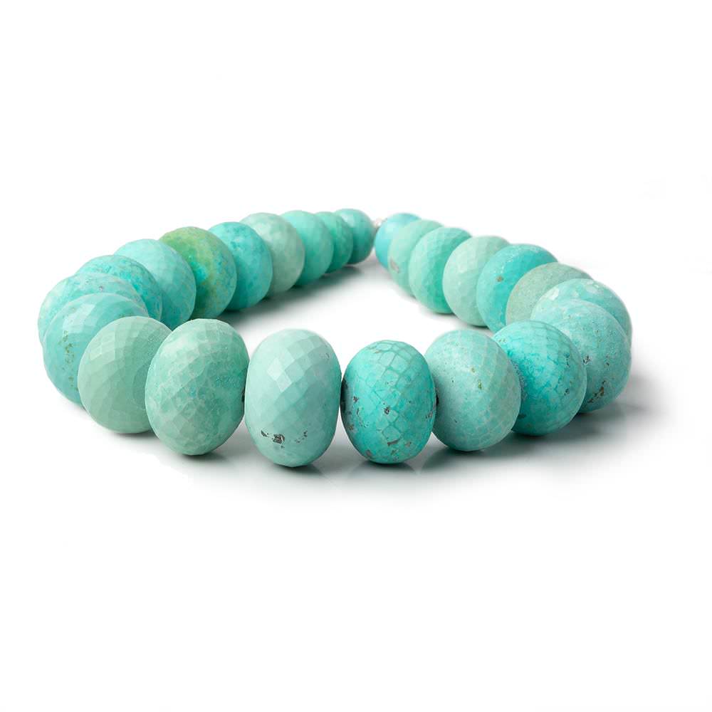 7.5-15.5mm Matte Turquoise faceted rondelles 8 inch 24 beads (ONLINE ORDER ONLY)