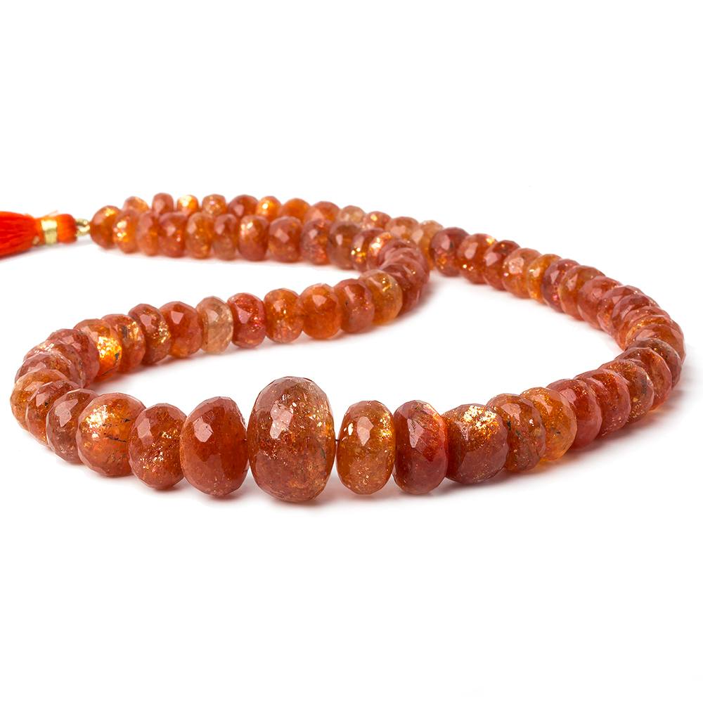 7.5-17mm Sunstone faceted rondelle beads 16 inch 71 pieces AA (ONLINE ORDER ONLY)