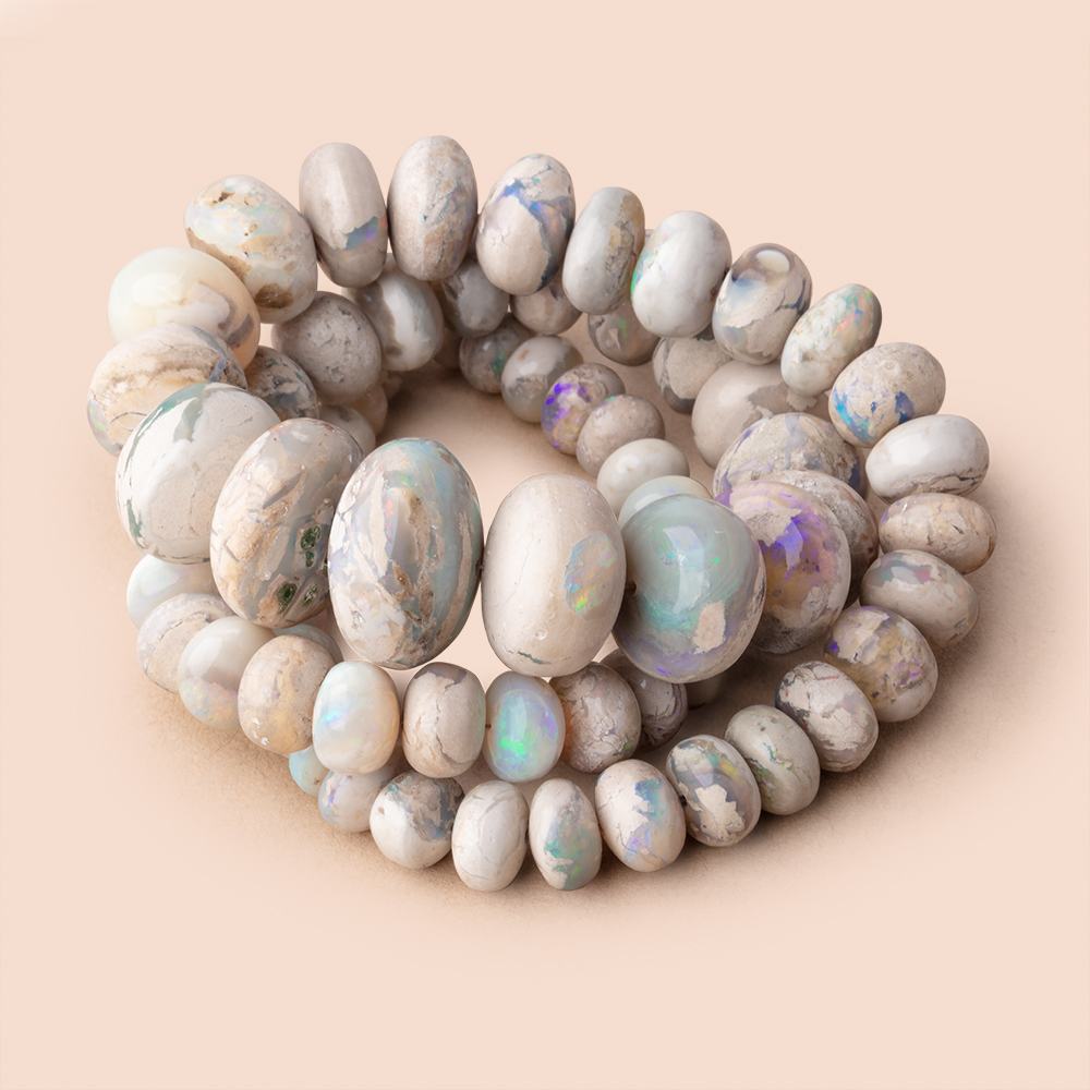 7.5-18mm Australian Opal Plain Rondelle Beads 18 inch 70 pieces AA (ONLINE ORDER ONLY)