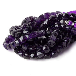 7.5-8.5mm Amethyst faceted cubes 8 inch 24 beads A grade (ONLINE ORDER ONLY)
