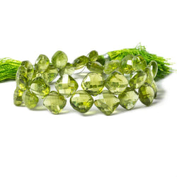 7.5-8.5mm Peridot Corner Drilled Pillows 7 inch 35 Beads A (ONLINE ORDER ONLY)