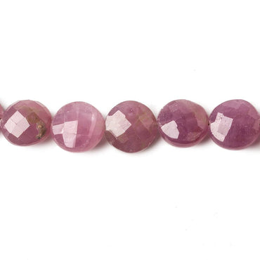 7.5-8.5mm Ruby Faceted Coin Beads 8 inch 20 pieces (ONLINE ORDER ONLY)