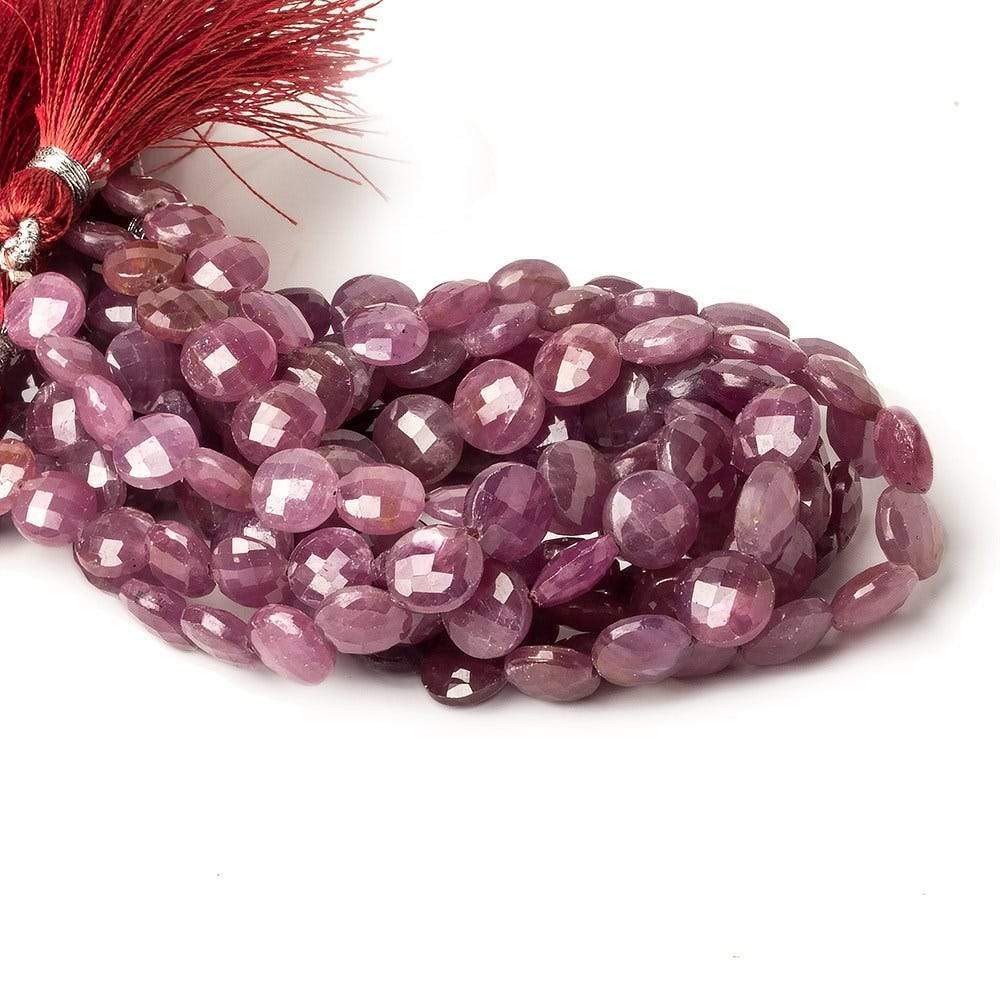 7.5-8.5mm Ruby Faceted Coin Beads 8 inch 20 pieces (ONLINE ORDER ONLY)