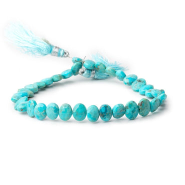 7.5-8.5mm Sleeping Beauty Turquoise Faceted Side Drill Ovals 8 inch 34 Beads (ONLINE ORDER ONLY)