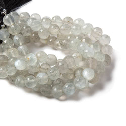 7.5-8mm Light Grey Moonstone faceted rounds 8 inch 25 Beads (ONLINE ORDER ONLY)