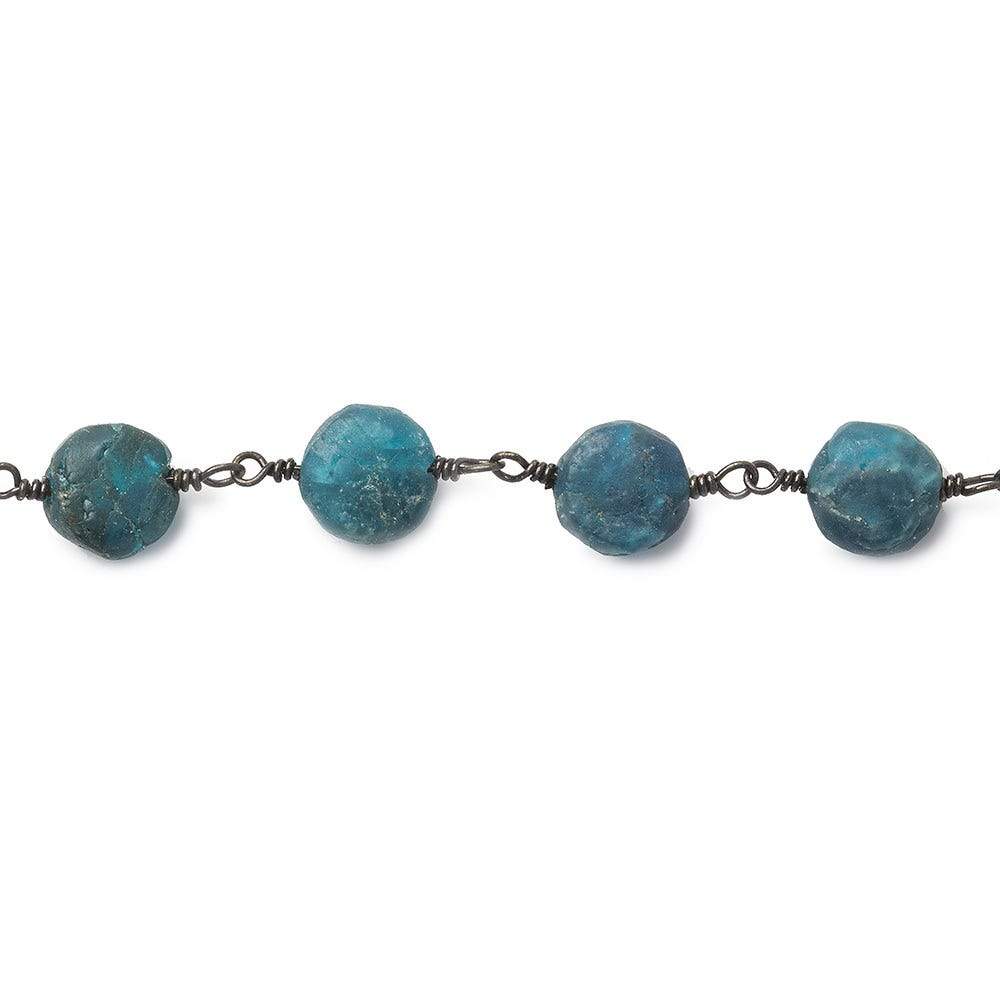 7.5-8mm Matte Apatite plain coin Black Gold plated Chain by the foot 22 beads (ONLINE ORDER ONLY)