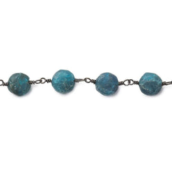 7.5-8mm Matte Apatite plain coin Black Gold plated Chain by the foot 22 beads (ONLINE ORDER ONLY)