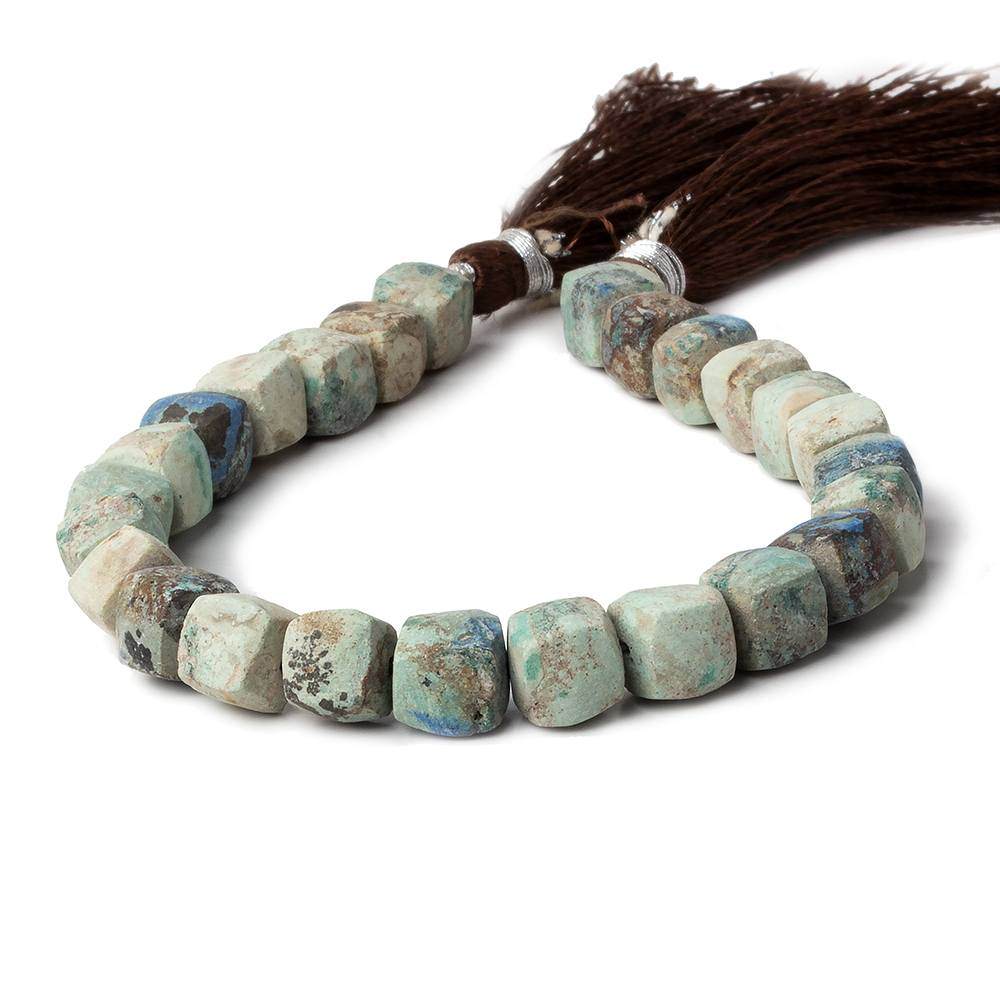 7.5-8mm Matte Chrysocolla plain cube beads 7.5 inch 23 pieces (ONLINE ORDER ONLY)