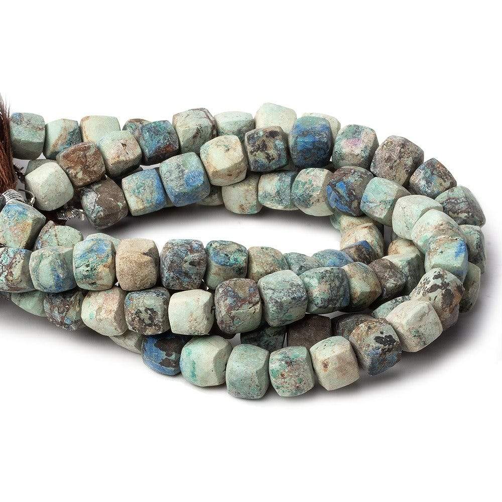 7.5-8mm Matte Chrysocolla plain cube beads 7.5 inch 23 pieces (ONLINE ORDER ONLY)