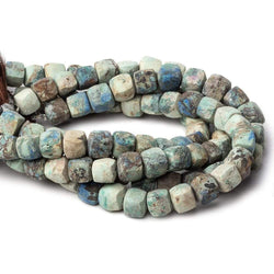 7.5-8mm Matte Chrysocolla plain cube beads 7.5 inch 23 pieces (ONLINE ORDER ONLY)