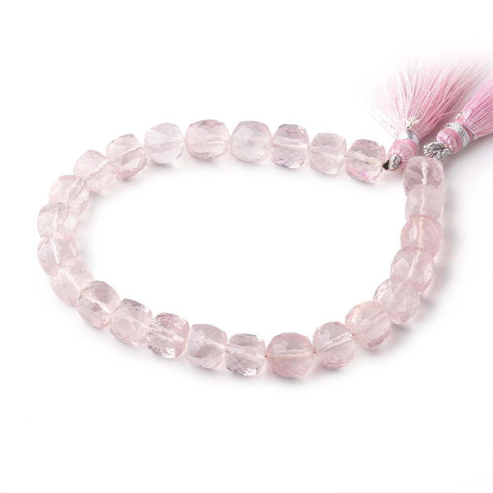 7.5-8mm Rose Quartz faceted cube beads 8 inch 25 pieces (ONLINE ORDER ONLY)