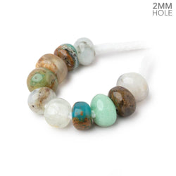 7.5-9mm Blue Peruvian Opal 2mm Large Hole Plain Rondelle Set of 10 Beads (ONLINE ORDER ONLY)