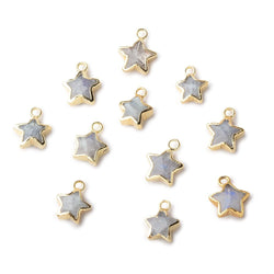 7.5-9mm Gold Leafed Rainbow Moonstone Faceted Star Focal Pendant 1 piece (ONLINE ORDER ONLY)