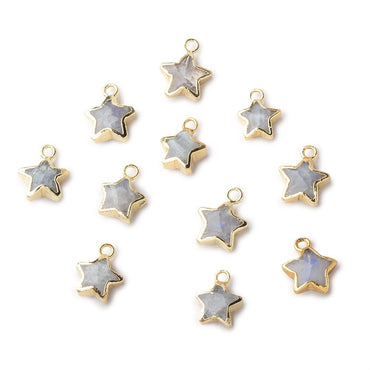 7.5-9mm Gold Leafed Rainbow Moonstone Faceted Star Focal Pendant 1 piece (ONLINE ORDER ONLY)