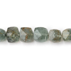 7.5-9mm Moss Aquamarine Faceted Cube Beads 8.75 inch 29 pieces (ONLINE ORDER ONLY)