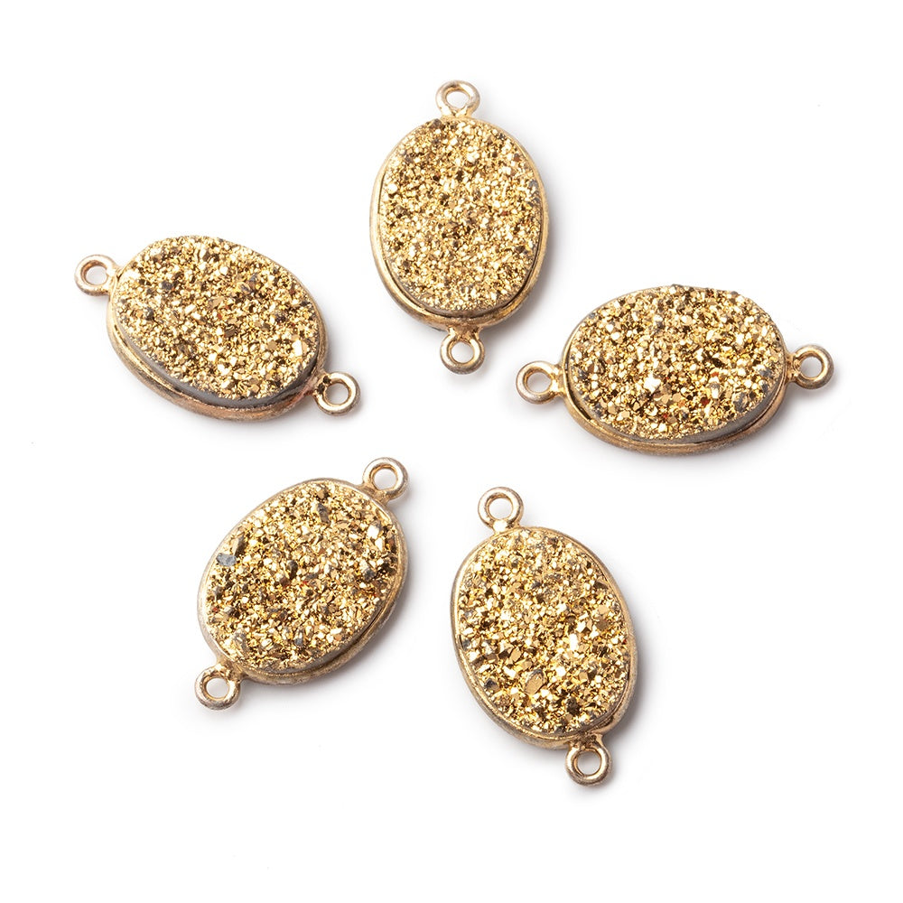 23x13mm Titanium Gold plated Bezeled Oval Drusy Connector 1 piece (ONLINE ORDER ONLY)