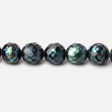 7.5mm Dark Teal Faceted Round Freshwater Pearls 16 inch 51 pieces (ONLINE ORDER ONLY)