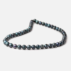 7.5mm Dark Teal Faceted Round Freshwater Pearls 16 inch 51 pieces (ONLINE ORDER ONLY)