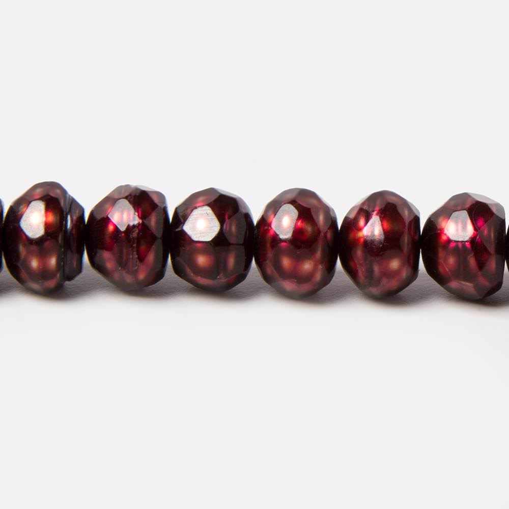 7.5mm Deep Ruby Red faceted button center drill freshwater Pearls  71 pieces (ONLINE ORDER ONLY)