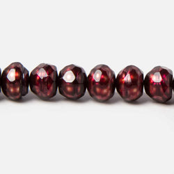7.5mm Deep Ruby Red faceted button center drill freshwater Pearls  71 pieces (ONLINE ORDER ONLY)